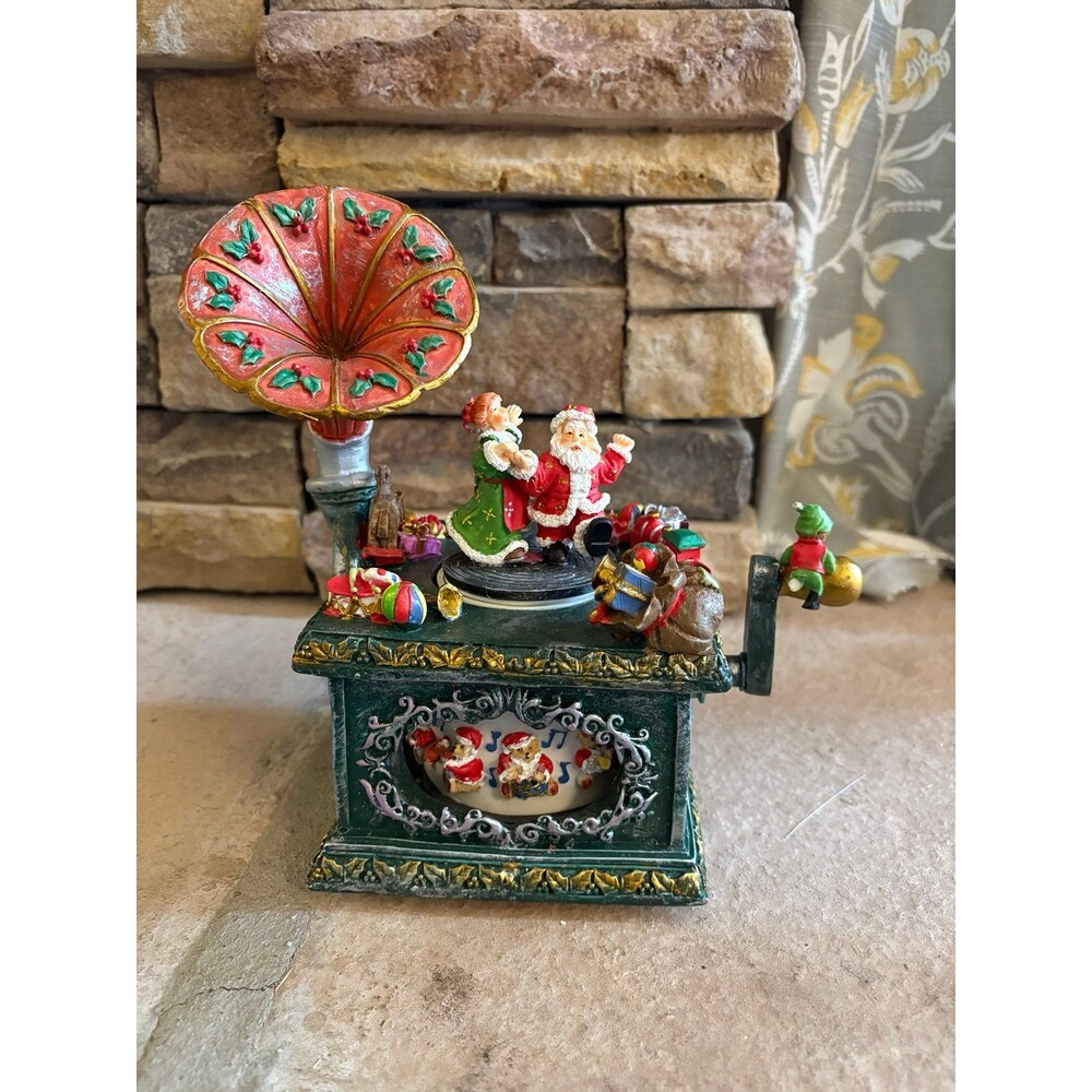Mr Christmas Animated Holiday Rotating Phonograph Music Box 8.25" Tall